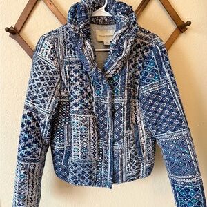 Pilcro and the Letterpress Blue Geometric Puffer Jacket